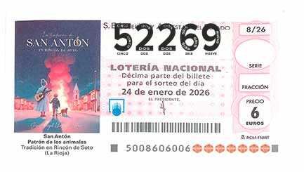 Décimo 52269 del sorteo 8-24/01/2026 Sábado