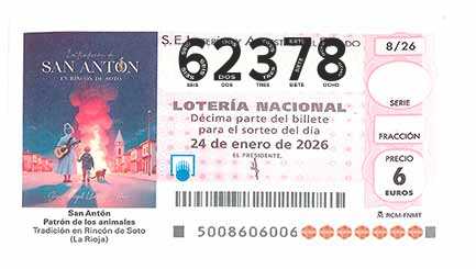 Décimo 62378 del sorteo 8-24/01/2026 Sábado