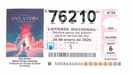 Décimo 76210 del sorteo 8-24/01/2026 Sábado