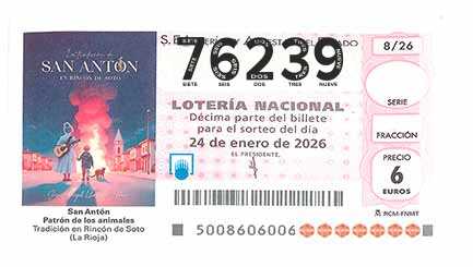 Décimo 76239 del sorteo 8-24/01/2026 Sábado
