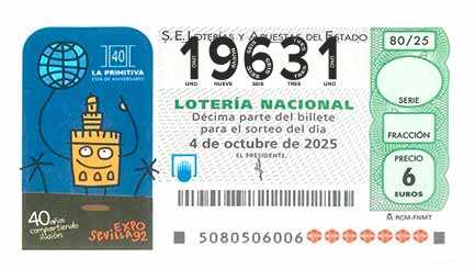 Décimo 19631 del sorteo 80-04/10/2025 Sábado