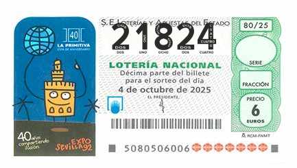 Décimo 21824 del sorteo 80-04/10/2025 Sábado