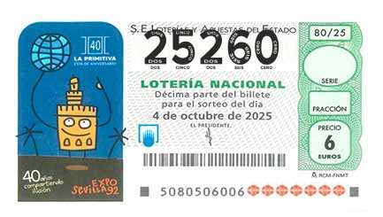 Décimo 25260 del sorteo 80-04/10/2025 Sábado
