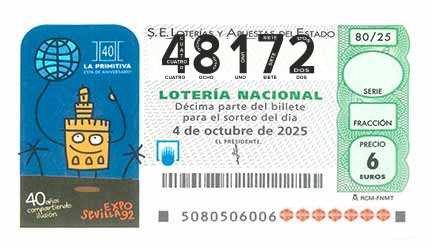Décimo 48172 del sorteo 80-04/10/2025 Sábado