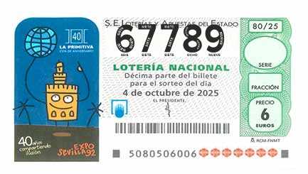 Décimo 67789 del sorteo 80-04/10/2025 Sábado