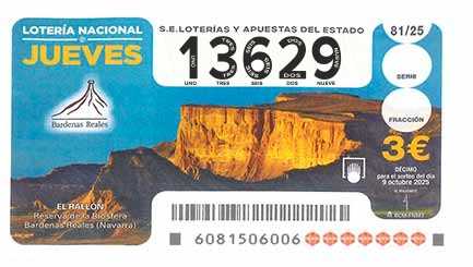 Décimo 13629 del sorteo 81-09/10/2025 Jueves