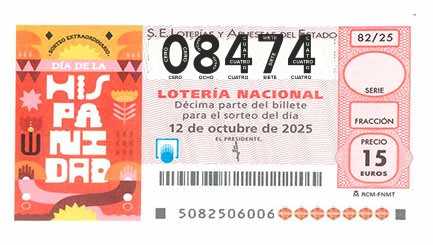 Décimo 08474 del sorteo 82-12/10/2025 Sábado
