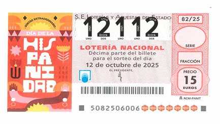 Décimo 12112 del sorteo 82-12/10/2025 Sábado