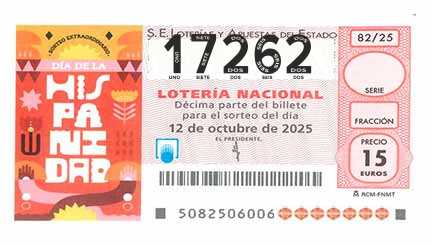 Décimo 17262 del sorteo 82-12/10/2025 Sábado