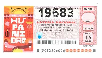 Décimo 19683 del sorteo 82-12/10/2025 Sábado
