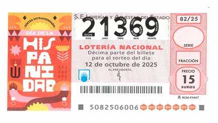 Décimo 21369 del sorteo 82-12/10/2025 Sábado