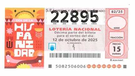 Décimo 22895 del sorteo 82-12/10/2025 Sábado
