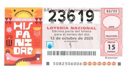 Décimo 23619 del sorteo 82-12/10/2025 Sábado