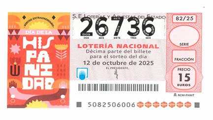 Décimo 26736 del sorteo 82-12/10/2025 Sábado