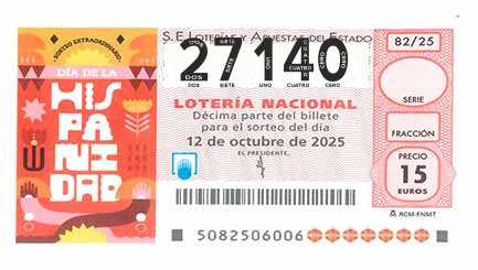 Décimo 27140 del sorteo 82-12/10/2025 Sábado