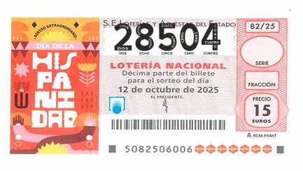 Décimo 28504 del sorteo 82-12/10/2025 Sábado