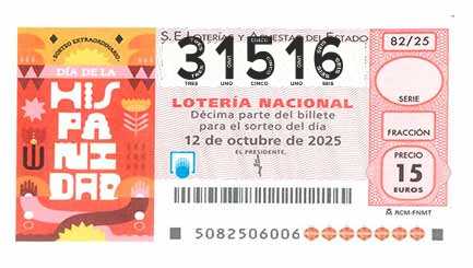 Décimo 31516 del sorteo 82-12/10/2025 Sábado