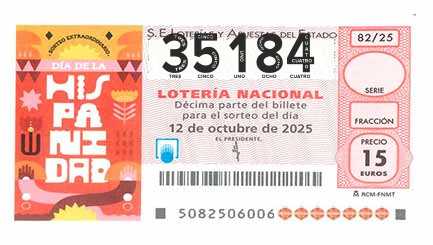 Décimo 35184 del sorteo 82-12/10/2025 Sábado