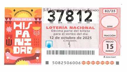Décimo 37812 del sorteo 82-12/10/2025 Sábado