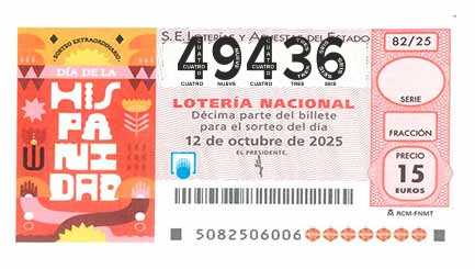Décimo 49436 del sorteo 82-12/10/2025 Sábado