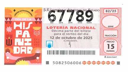 Décimo 67789 del sorteo 82-12/10/2025 Sábado