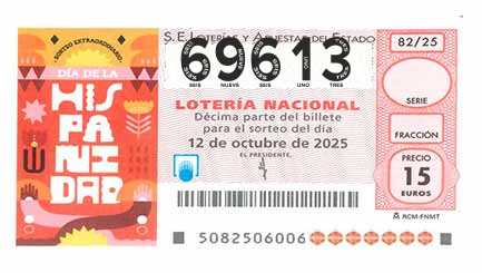 Décimo 69613 del sorteo 82-12/10/2025 Sábado