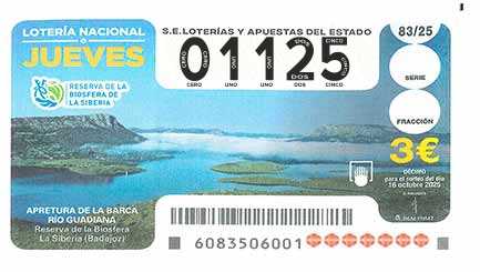 Décimo 01125 del sorteo 83-16/10/2025 Jueves