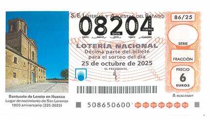 Décimo 08204 del sorteo 86-25/10/2025 Sábado