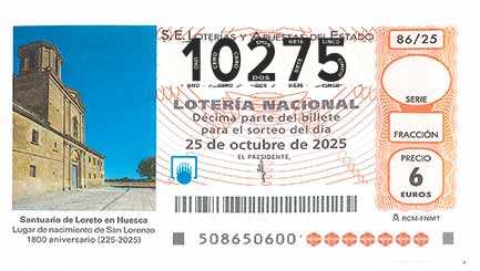 Décimo 10275 del sorteo 86-25/10/2025 Sábado
