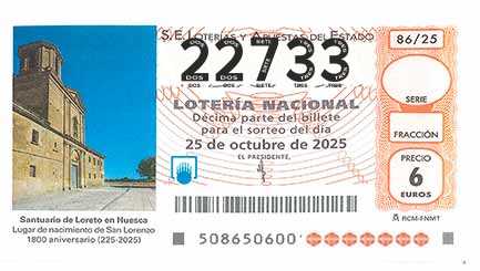 Décimo 22733 del sorteo 86-25/10/2025 Sábado