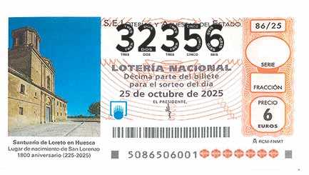 Décimo 32356 del sorteo 86-25/10/2025 Sábado