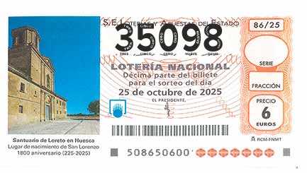 Décimo 35098 del sorteo 86-25/10/2025 Sábado