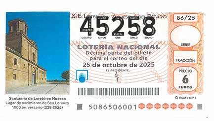 Décimo 45258 del sorteo 86-25/10/2025 Sábado
