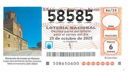Décimo 58585 del sorteo 86-25/10/2025 Sábado