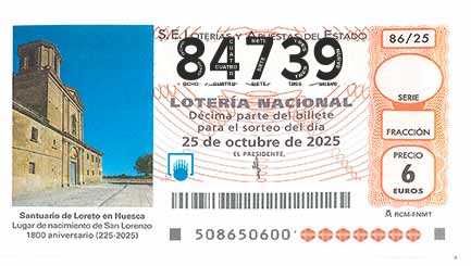 Décimo 84739 del sorteo 86-25/10/2025 Sábado