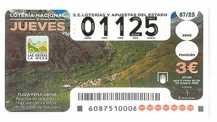 Décimo 01125 del sorteo 87-30/10/2025 Jueves