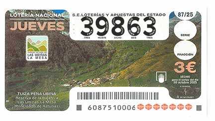 Décimo 39863 del sorteo 87-30/10/2025 Jueves