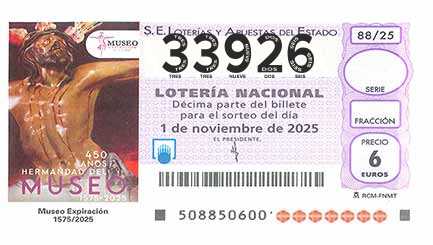 Décimo 33926 del sorteo 88-01/11/2025 Sábado