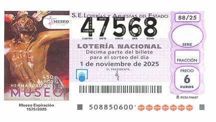 Décimo 47568 del sorteo 88-01/11/2025 Sábado