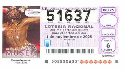 Décimo 51637 del sorteo 88-01/11/2025 Sábado