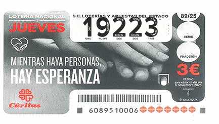 Décimo 19223 del sorteo 89-06/11/2025 Jueves