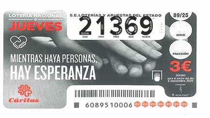 Décimo 21369 del sorteo 89-06/11/2025 Jueves