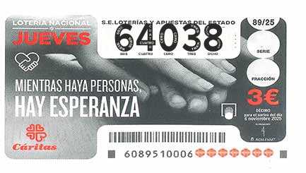 Décimo 64038 del sorteo 89-06/11/2025 Jueves