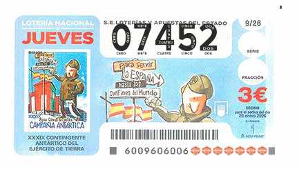 Décimo 07452 del sorteo 9-29/01/2026 Jueves