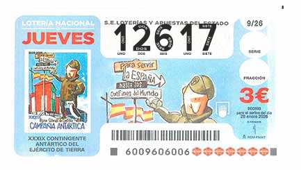 Décimo 12617 del sorteo 9-29/01/2026 Jueves