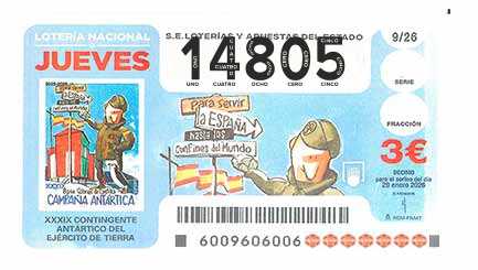 Décimo 14805 del sorteo 9-29/01/2026 Jueves