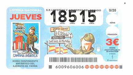 Décimo 18515 del sorteo 9-29/01/2026 Jueves