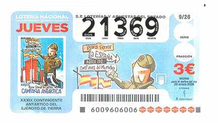 Décimo 21369 del sorteo 9-29/01/2026 Jueves