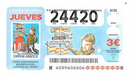 Décimo 24420 del sorteo 9-29/01/2026 Jueves