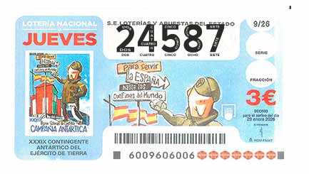 Décimo 24587 del sorteo 9-29/01/2026 Jueves